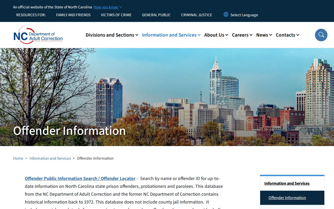 North Carolina DAC gateway for Iredell County state release records