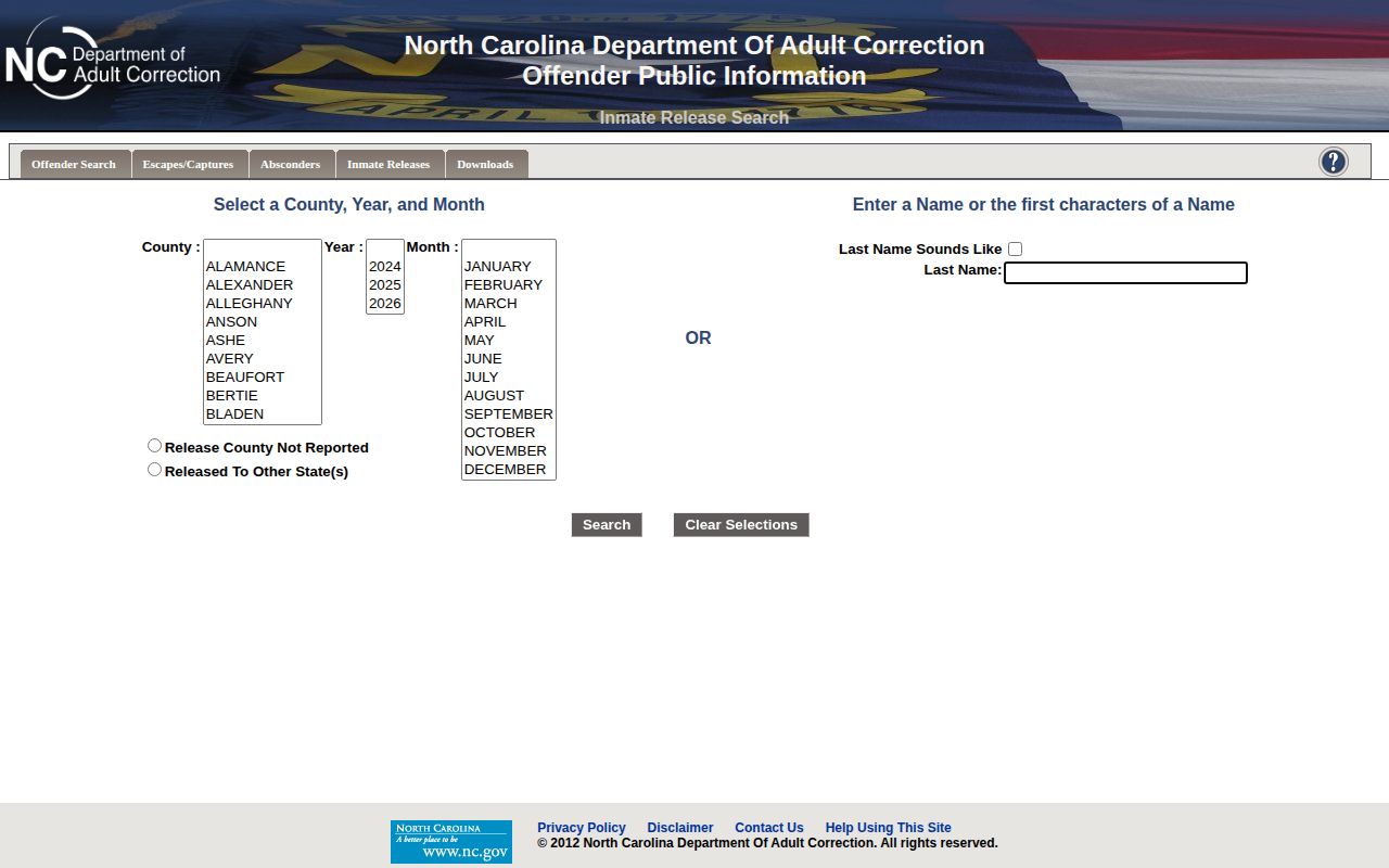 North Carolina DAC release search distinguished from Iredell County 24-hour jail releases