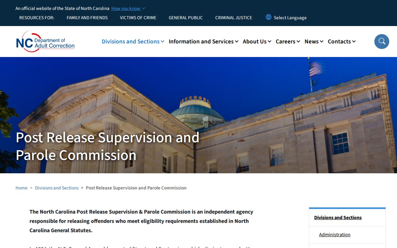 North Carolina Commission information for Iredell County parole review records