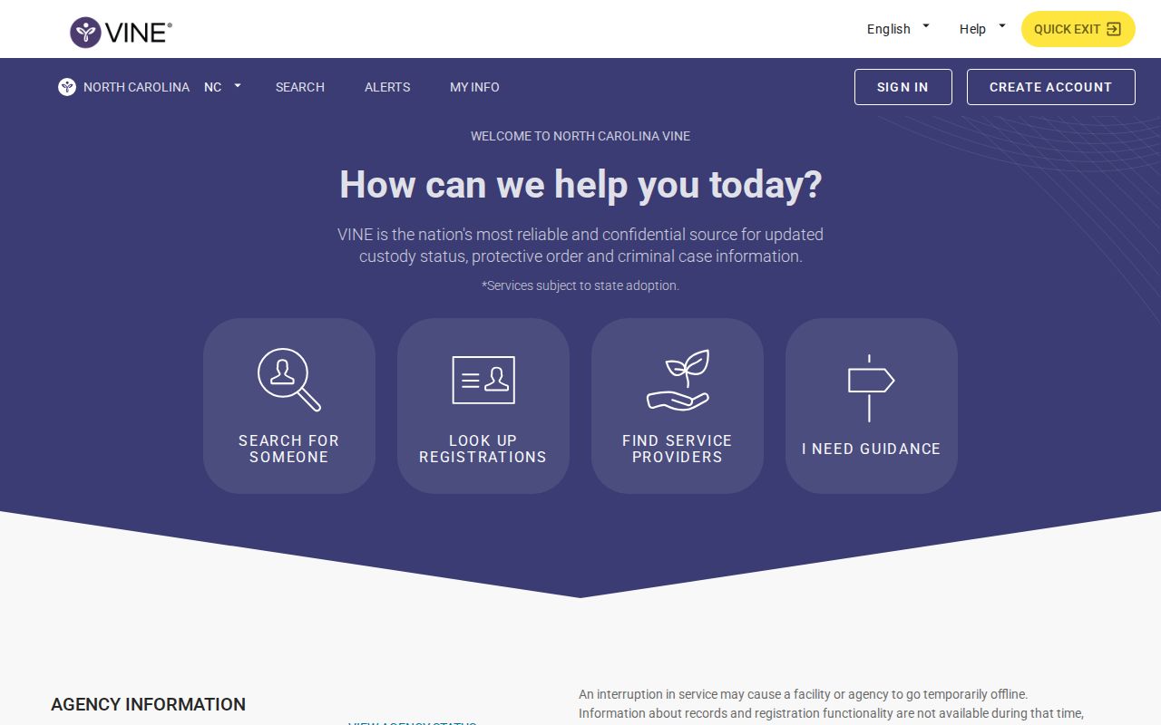 Official Iredell County VINELink inmate search screen for release status