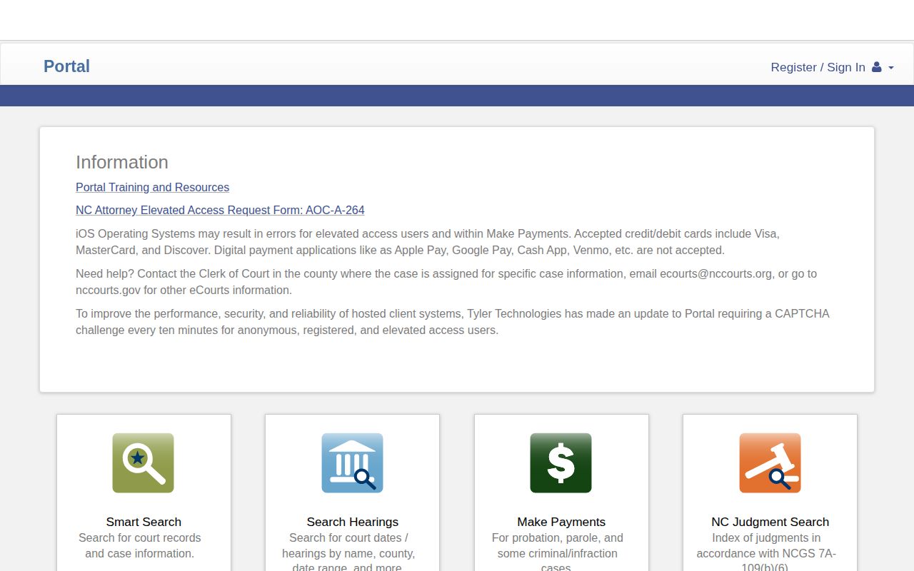 Iredell County court portal used to verify a released inmate case record